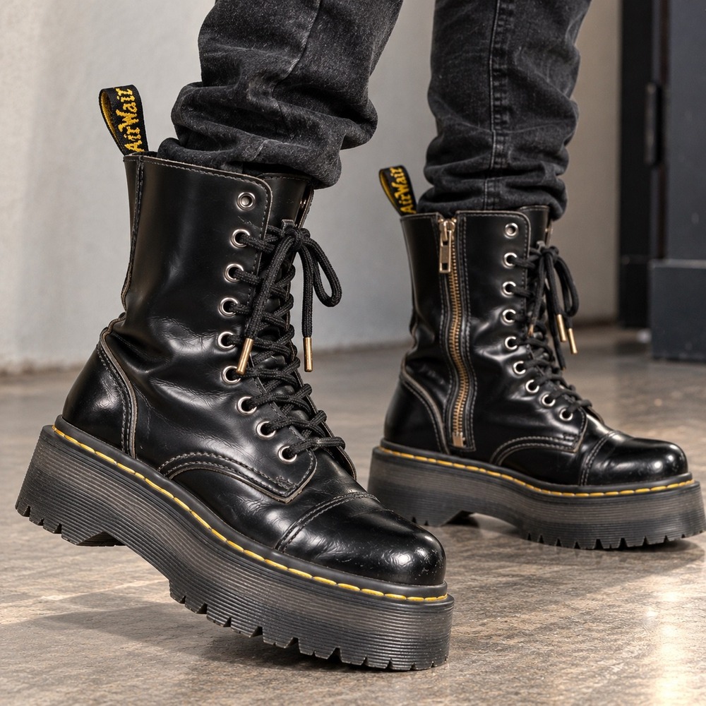 Dr. Martens Jadon Hi Platform Boots 10 Eye Goth Grunge Punk Black US L 5
